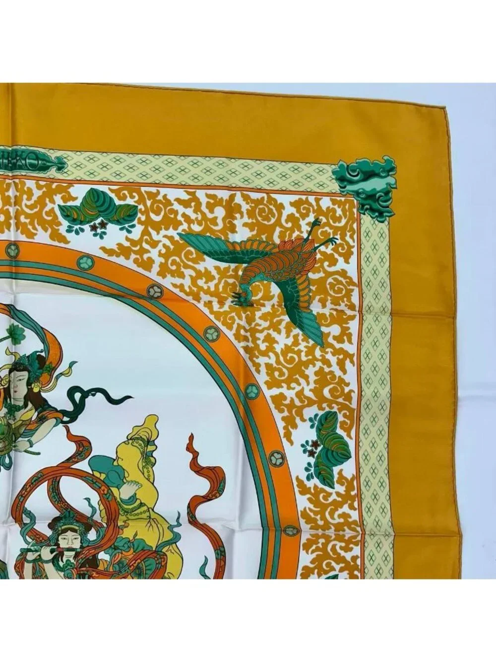 Hermes Carre 90 Nikko Toshogu Silk Scarf Yellow